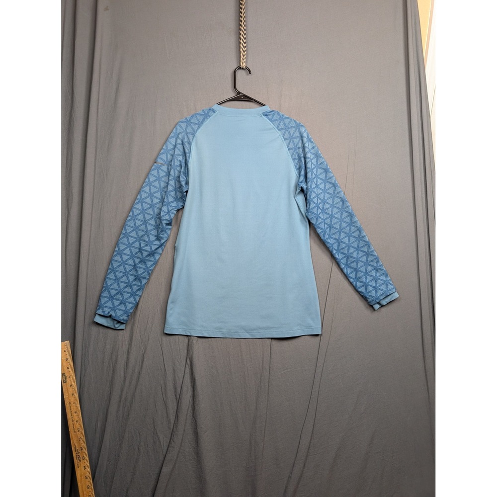 Nike Pro Mens Medium Light Blue Geometric Print Long Sleeve Athletic Shirt